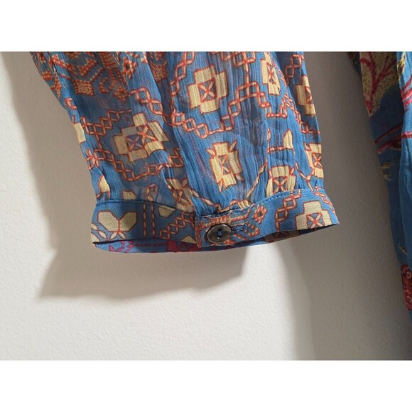 Soft Surroundings Dress XL Blue Mirapani Prairie Tiered Boho Embroidered Maxi - Picture 7 of 13